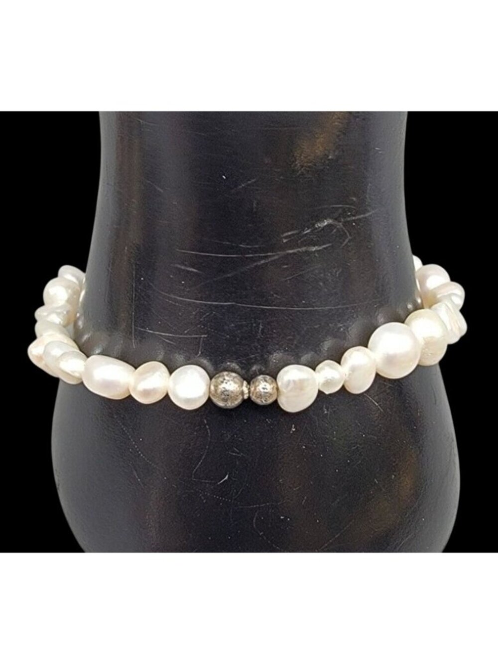 Vintage Silpada Goddess Pearl Bracelet Sterling Silver B1601 2000s Baroque 7.5"